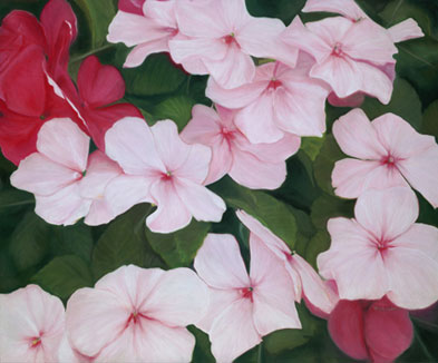 Wandering Impatiens - Nature Painting<br />55" X 47" Framed Pastel Painting<br />Click here for Nature Collection Gallery